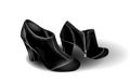 Black high-heeled ankle boots with white stitching. Fashion girlÃ¢â¬â¢s footwear. Shoes icon